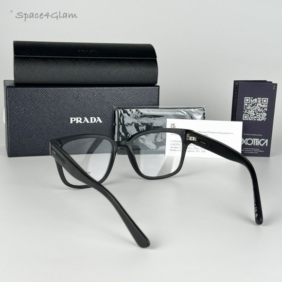 NEW Prada PRA09V 12P1O1 Matte Black Square Unisex Eyeglasses VPR A09 - Picture 5 of 11
